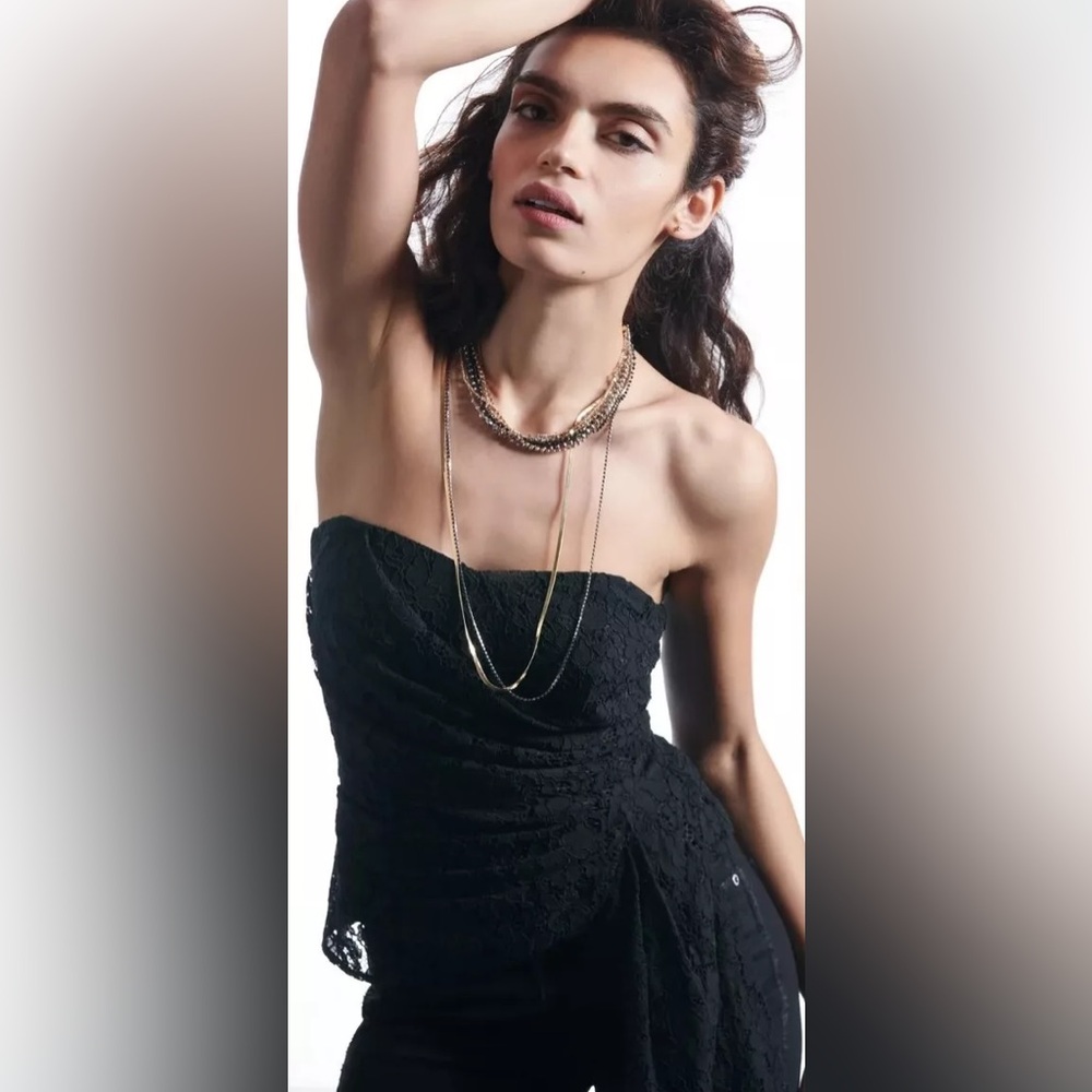 Anthropologie Black lace mare mare bustier top
